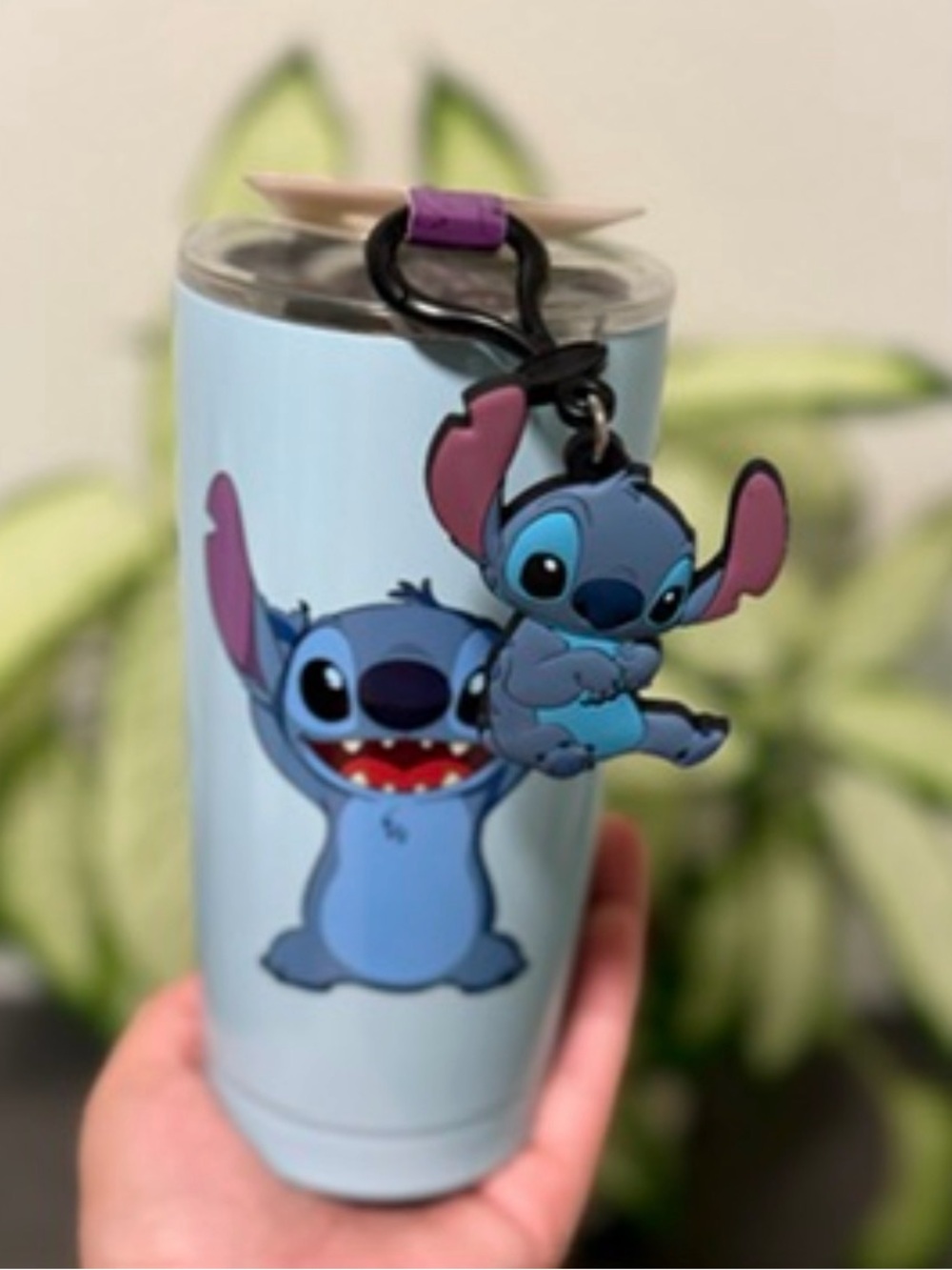 Blue Stitch Cartoon Keychain Bag Charm & tumbler